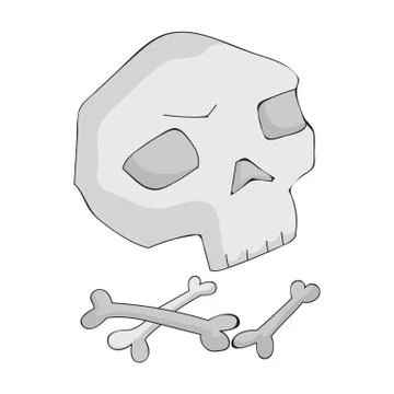 Human ancient bones icon in monochrome style isolated on white background. Stone Stock Illustration