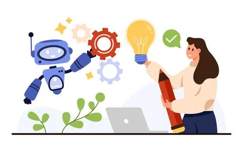 Human and AI Collaboration for Creative Innovation Stock Illustration