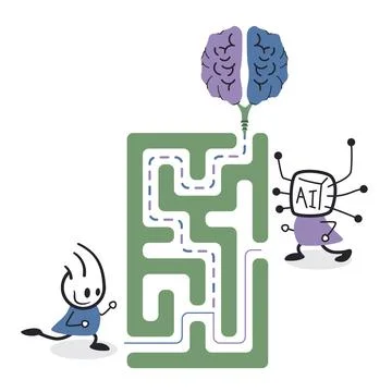 Human and AI Collaboration for Creative Problem Solving Stock Illustration