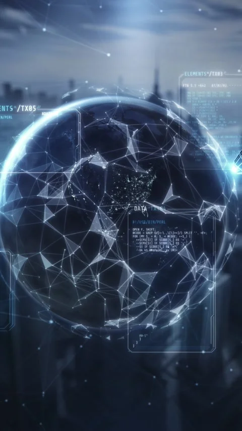 Human and AI collaboration influencing global network data Stock Footage 345666904
