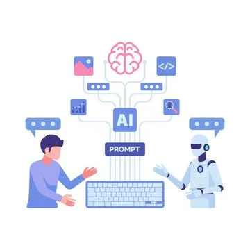 Human and AI Collaboration Through Prompt Engineering Stockillustratie