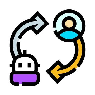 Human and ai communication flow interaction concept Stock Illustration