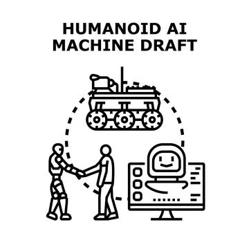 Human and ai machine developing future technology cooperation 库存插图