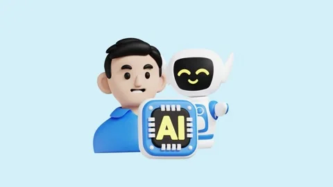 Human and Artificial Intelligence animated 3d icon. Stock Footage 289452787