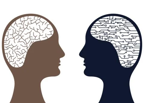Human and artificial intelligence brain concept Stock Illustration
