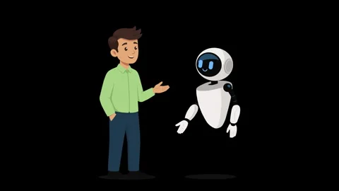 Human and Artificial Intelligence Conversation Animation Stock-Footage 341761822