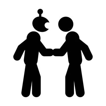 Human and Artificial Intelligence Handshake Collaboration Partnership Picto.. 库存插图