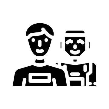 Human and artificial intelligence together creating future technology Stock Illustration