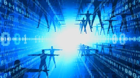 Human and binary code. Digital transformation. Medical technology. Vidéo 120434483