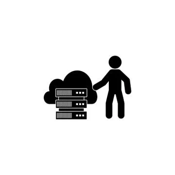 Human and cloud service icon. Simple glyph, flat vector of technology with pe Stock Illustration