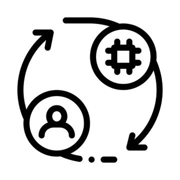 Human and computer car control icon vector outline illustration Illustrazione stock