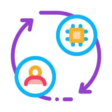 Human and computer car control icon vector outline illustration Stock Illustration