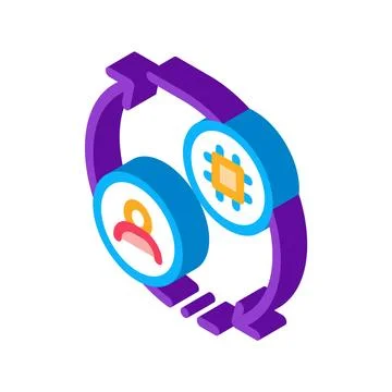 Human and computer car control isometric icon vector illustration Illustrazione stock