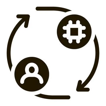 Human and computer car control icon Vector Glyph Illustration Illustrazione stock