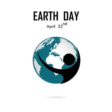 Human and globe icon vector logo design template.Earth Day campaign idea conc Stock Illustration