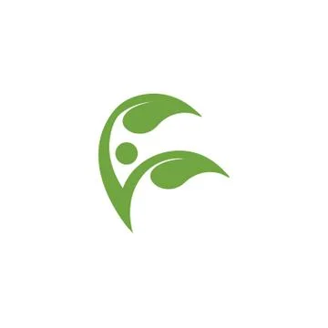Human and leaf wellness logo icon design template vector Stock Illustration