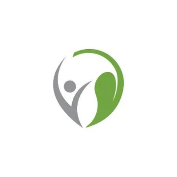 Human and leaf wellness logo icon design template vector Stock Illustration