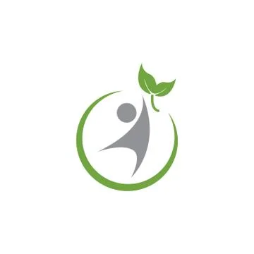 Human and leaf wellness logo icon design template vector Illustrazione stock