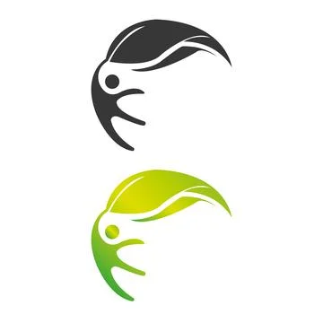 Human and leaf wellness logo icon design template Stock Illustration