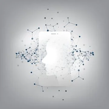 Human and Machine Interconnection, Machine Learning, Artificial Intelligenc.. Stock Illustration