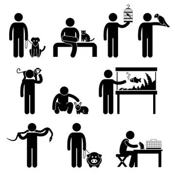 Human and Pets Pictogram Illustrazione stock