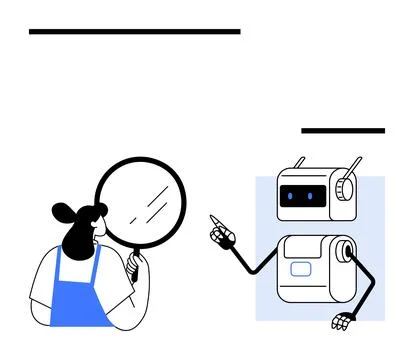 Human and Robot Collaboration with Magnifying Glass Emphasizing Technology .. 스톡 일러스트