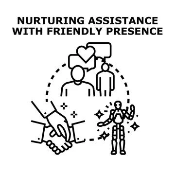 Human and robot collaboration in nurturing assistance Stock Illustration