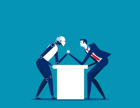 Human and robot competition. Concept business vector illustration. Stock Illustration