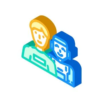 Human and robot cyborg artificial intelligence isometric icon Stock Illustration