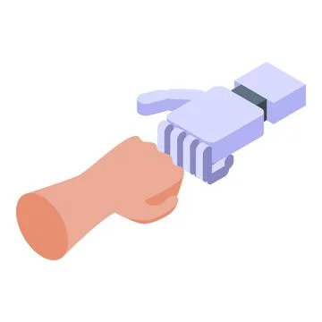 Human and robot hand shaking showing support for artificial intelligence Stock Illustration