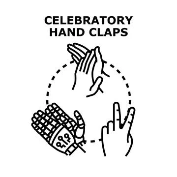 Human and robot hands celebrating victory and partnership Stock Illustration