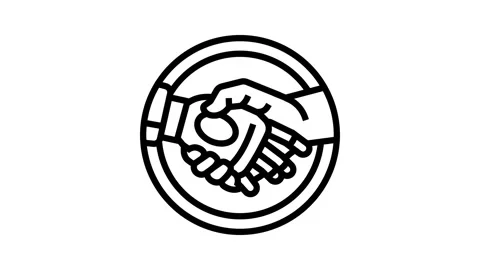 Human and robot handshake ai integration line icon animation Stock Footage 326124565