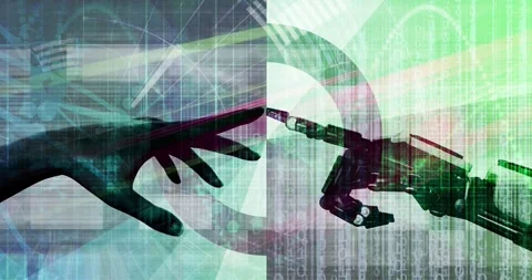 Human And Robot Interaction Future Technology Growth And Partnership Stock Footage 333430305