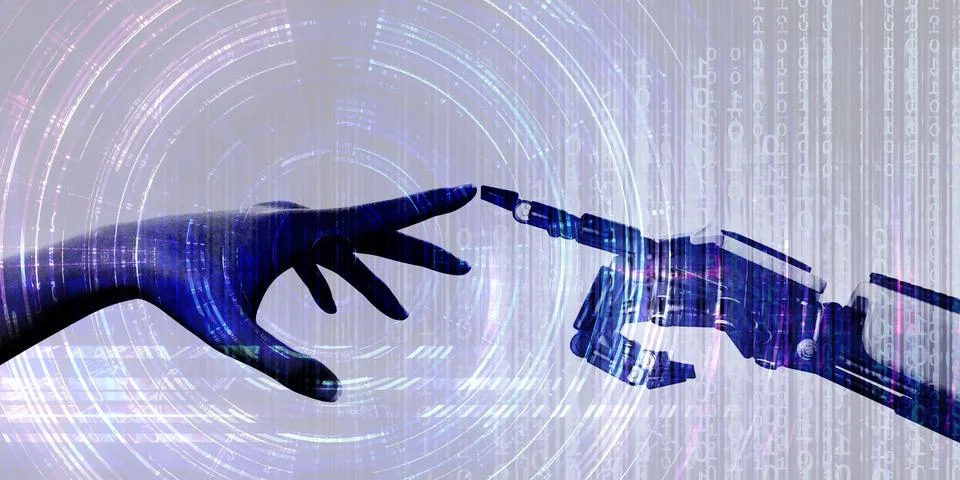 Human and Robot Interaction for Future Technology Growth Stock Illustration
