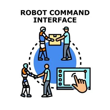 Human and robot interaction interface concept vector Stock Illustration