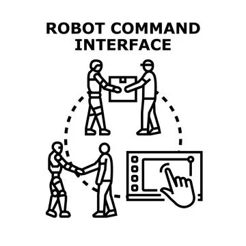 Human and robot interaction interface concept vector Stock Illustration
