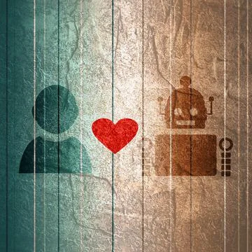 Human and robot relationships Stock Illustration