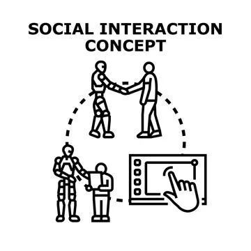 Human and robot social interaction network concept Stock Illustration