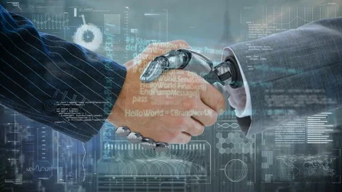 Human and robotic hands Stock Footage 107685759