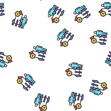 Human and rocket fast work vector seamless pattern Stock Illustration
