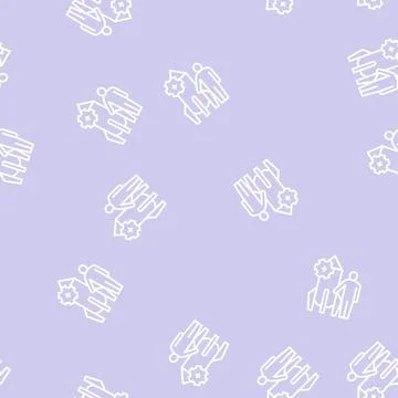 Human and rocket fast work line seamless pattern Stock Illustration