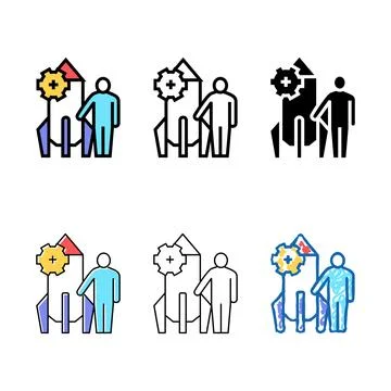Human and rocket fast work color icon range vector Stock Illustration