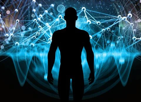 Human and science, dark abstract conceptual background Stock Illustration