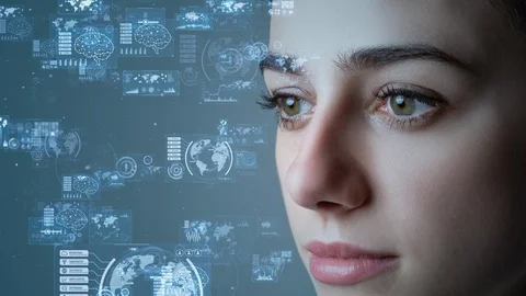 Human and technology concept. GUI (Graphical User Interface). Stock Footage 119432512