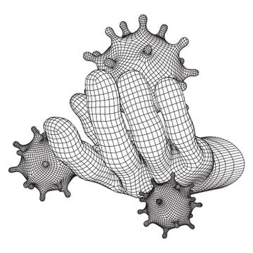 Human Arm Hand with Corona Virus virion of Coronavirus Illustrazione stock