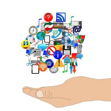 Human arm supports many web icons 24.06.13 Stock Illustration