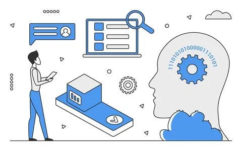 Human artificial intelligence simulation Stock Illustration