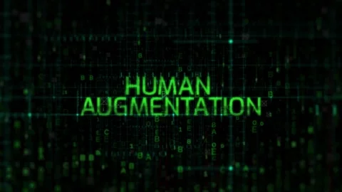 Human Augmentation Text Animation on Digital Background Stock Footage 342464446