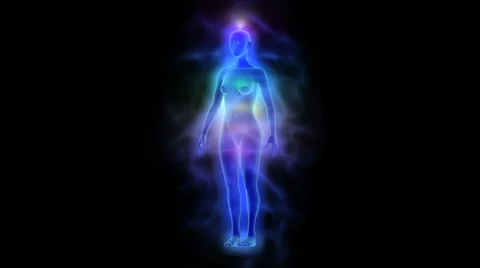 Human aura and chakras - silhouette of w... | Stock Video | Pond5