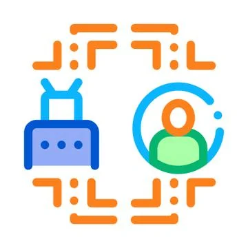 Human automation in robot icon vector outline illustration Stockillustratie